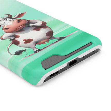 EnchantGuard Phone Case with Card Holder: Style Meets Functionality - Cow