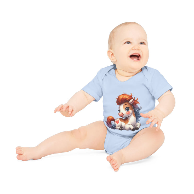 SnuggleNest Organic Baby Bodysuit (Short Sleeves) Horse