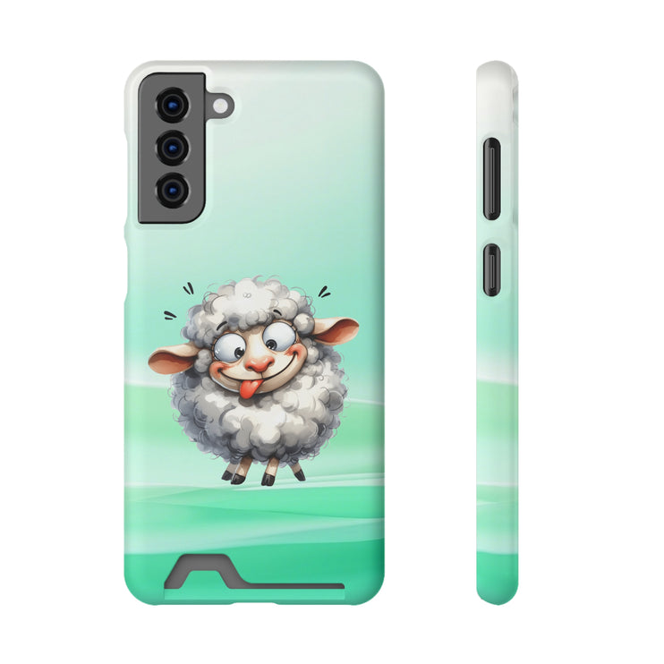 EnchantGuard Phone Case with Card Holder: Style Meets Functionality - Sheep