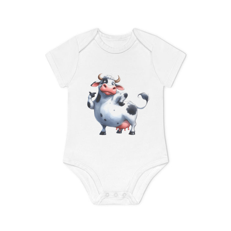 SnuggleNest Organic Baby Bodysuit (Short Sleeves) Cow