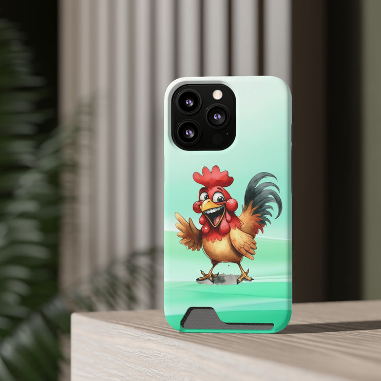 EnchantGuard Phone Case with Card Holder: Style Meets Functionality - Rooster