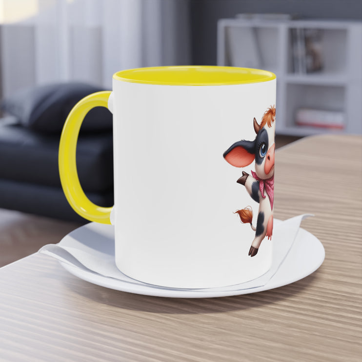 Harmony Two-Tone Coffee Mug: Sip in Style, Revel in Comfort - Cow