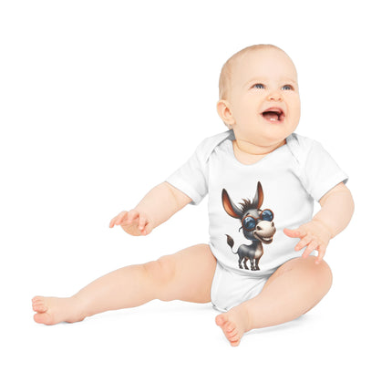 SnuggleNest Organic Baby Bodysuit (Short Sleeves) Donkey