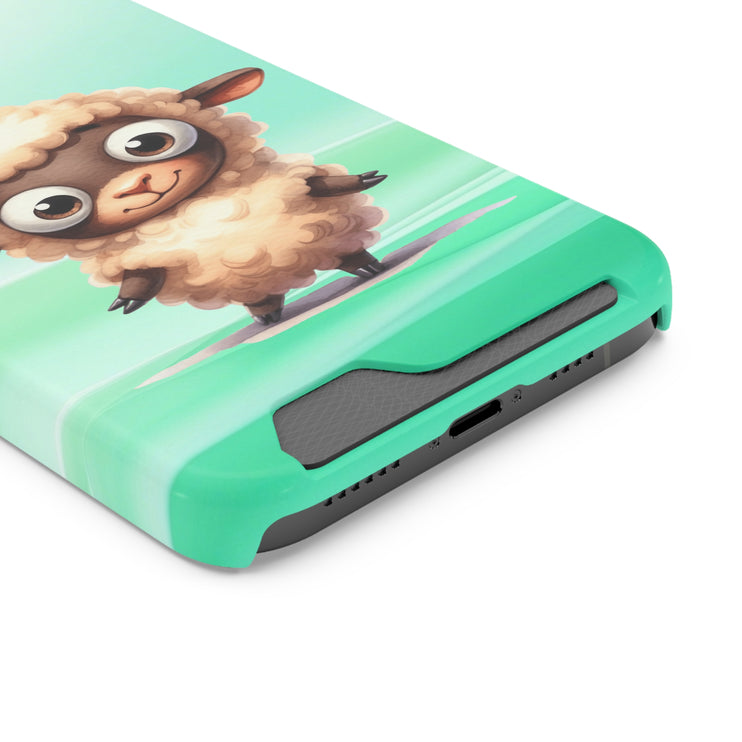 EnchantGuard Phone Case with Card Holder: Style Meets Functionality - Sheep