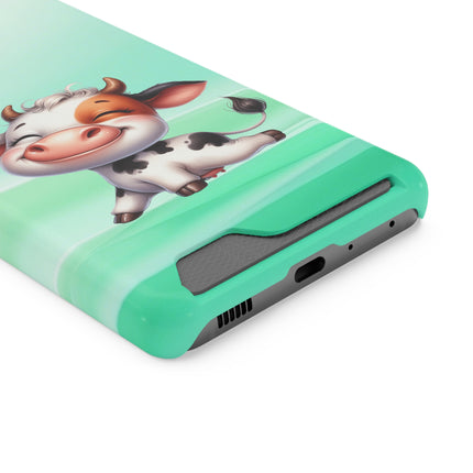 EnchantGuard Phone Case with Card Holder: Style Meets Functionality - Cow