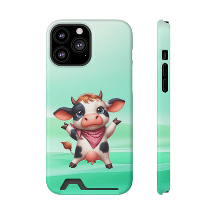 EnchantGuard Phone Case with Card Holder: Style Meets Functionality - Cow