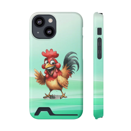 EnchantGuard Phone Case with Card Holder: Style Meets Functionality - Rooster