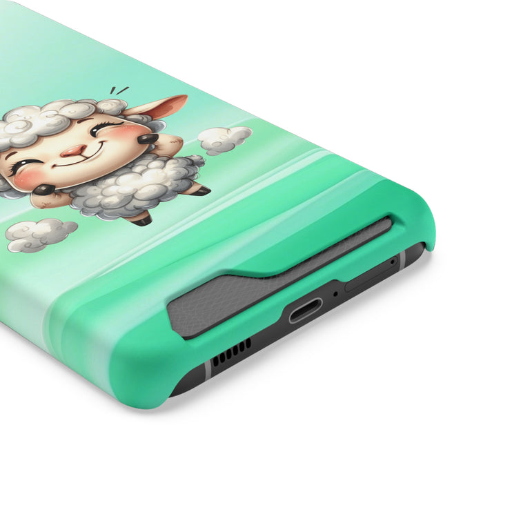 EnchantGuard Phone Case with Card Holder: Style Meets Functionality - Sheep