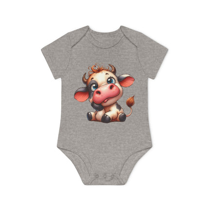 SnuggleNest Organic Baby Bodysuit (Short Sleeves) Cow