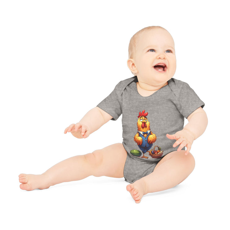 SnuggleNest Organic Baby Bodysuit (Short Sleeves) Rooster