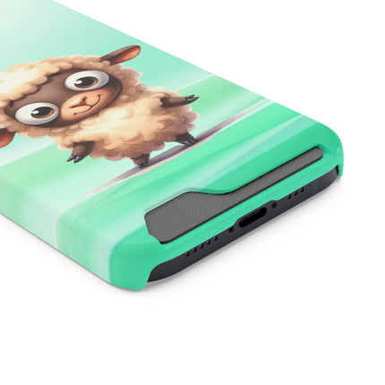 EnchantGuard Phone Case with Card Holder: Style Meets Functionality - Sheep