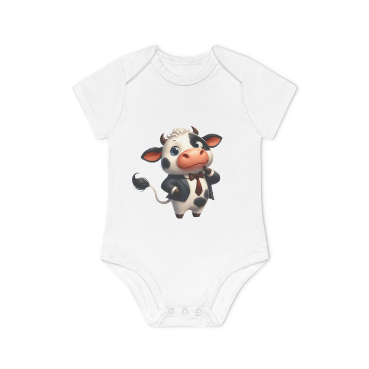 SnuggleNest Organic Baby Bodysuit (Short Sleeves) Cow