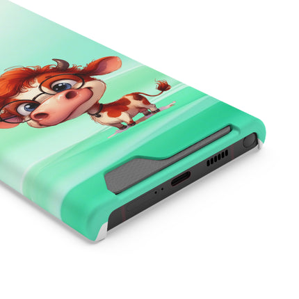 EnchantGuard Phone Case with Card Holder: Style Meets Functionality - Cow