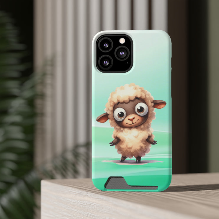 EnchantGuard Phone Case with Card Holder: Style Meets Functionality - Sheep