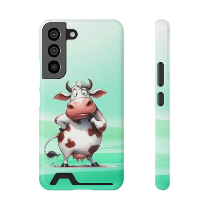 EnchantGuard Phone Case with Card Holder: Style Meets Functionality - Cow