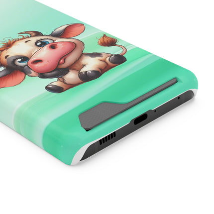 EnchantGuard Phone Case with Card Holder: Style Meets Functionality - Cow