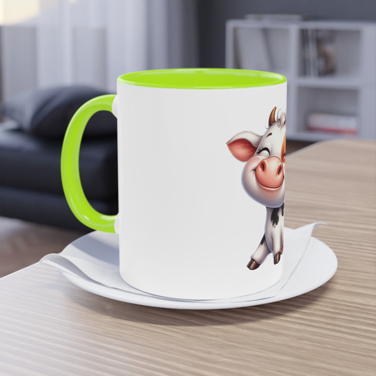 Harmony Two-Tone Coffee Mug: Sip in Style, Revel in Comfort - Cow