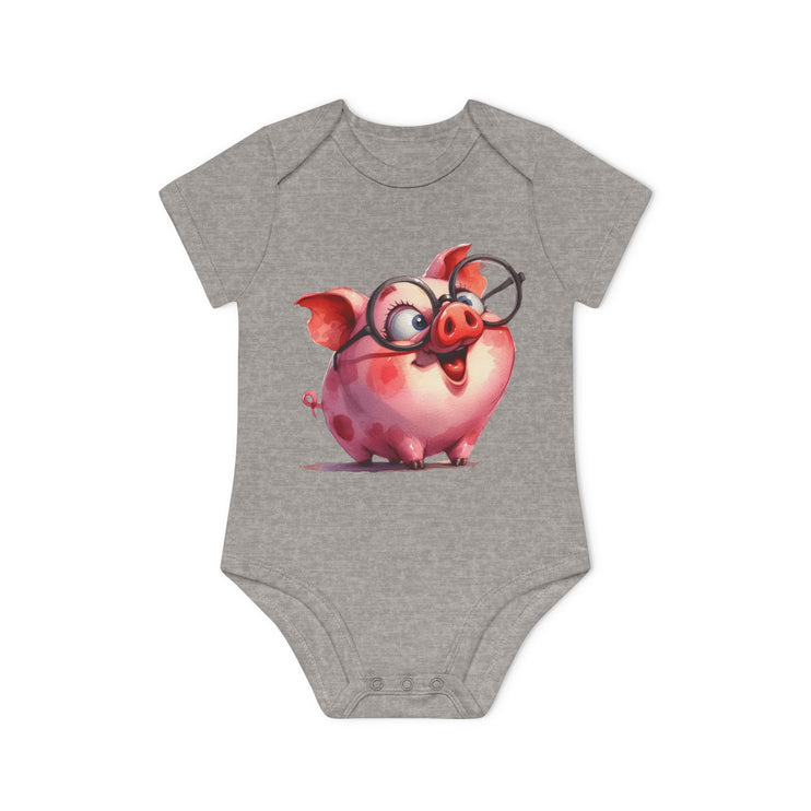 SnuggleNest Organic Baby Bodysuit (Short Sleeves) Pig