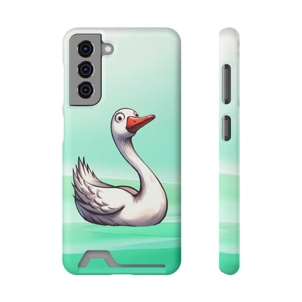 EnchantGuard Phone Case with Card Holder: Style Meets Functionality - Swan