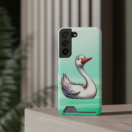 EnchantGuard Phone Case with Card Holder: Style Meets Functionality - Swan