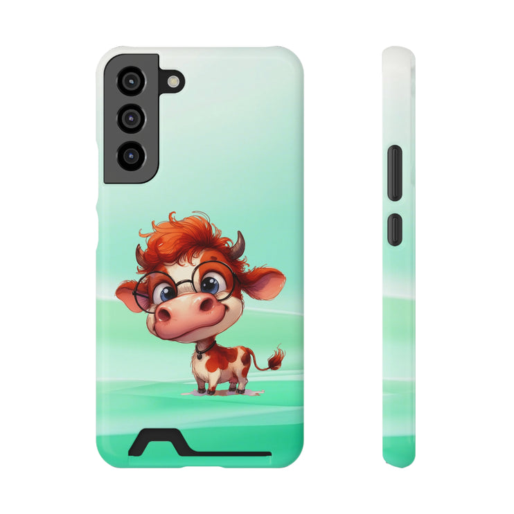 EnchantGuard Phone Case with Card Holder: Style Meets Functionality - Cow