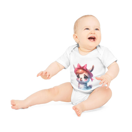 SnuggleNest Organic Baby Bodysuit (Short Sleeves) Lama