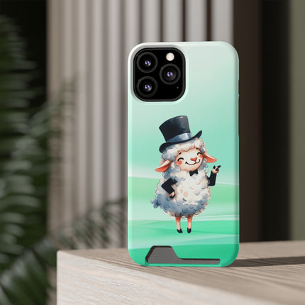 EnchantGuard Phone Case with Card Holder: Style Meets Functionality - Sheep