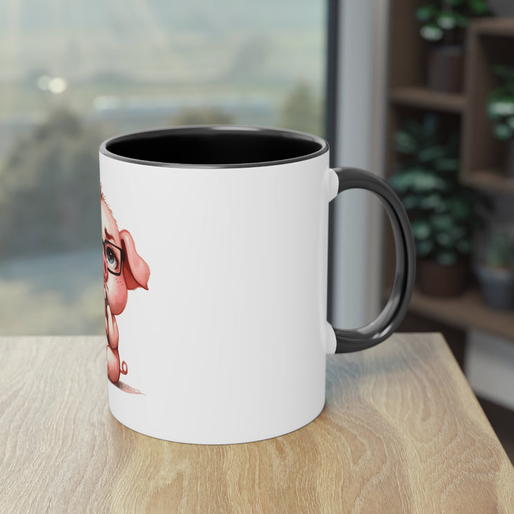 Harmony Two-Tone Coffee Mug: Sip in Style, Revel in Comfort - Pig