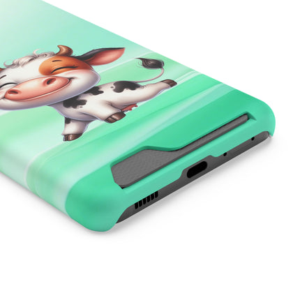 EnchantGuard Phone Case with Card Holder: Style Meets Functionality - Cow