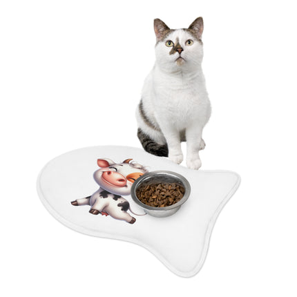 CharmPaws Pet Feeding Mats: Keep Mealtime Mess-Free & Stylish! - Cow