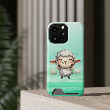 EnchantGuard Phone Case with Card Holder: Style Meets Functionality - Sheep