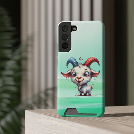 EnchantGuard Phone Case with Card Holder: Style Meets Functionality - Goat