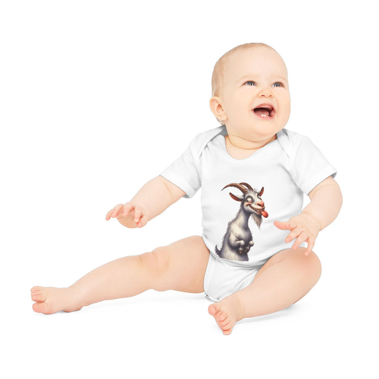 SnuggleNest Organic Baby Bodysuit (Short Sleeves) Goat