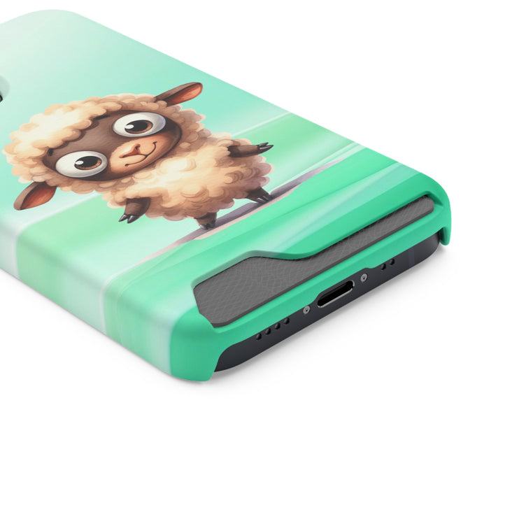 EnchantGuard Phone Case with Card Holder: Style Meets Functionality - Sheep