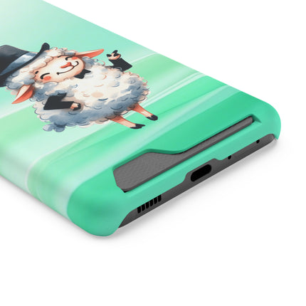 EnchantGuard Phone Case with Card Holder: Style Meets Functionality - Sheep