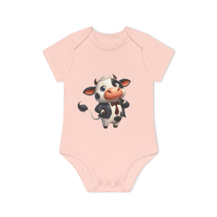 SnuggleNest Organic Baby Bodysuit (Short Sleeves) Cow