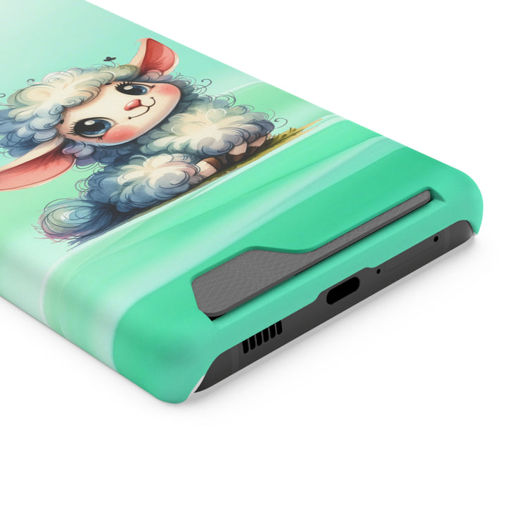 EnchantGuard Phone Case with Card Holder: Style Meets Functionality - Sheep