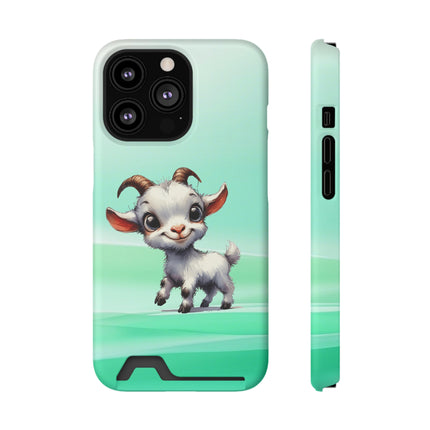 EnchantGuard Phone Case with Card Holder: Style Meets Functionality - Goat