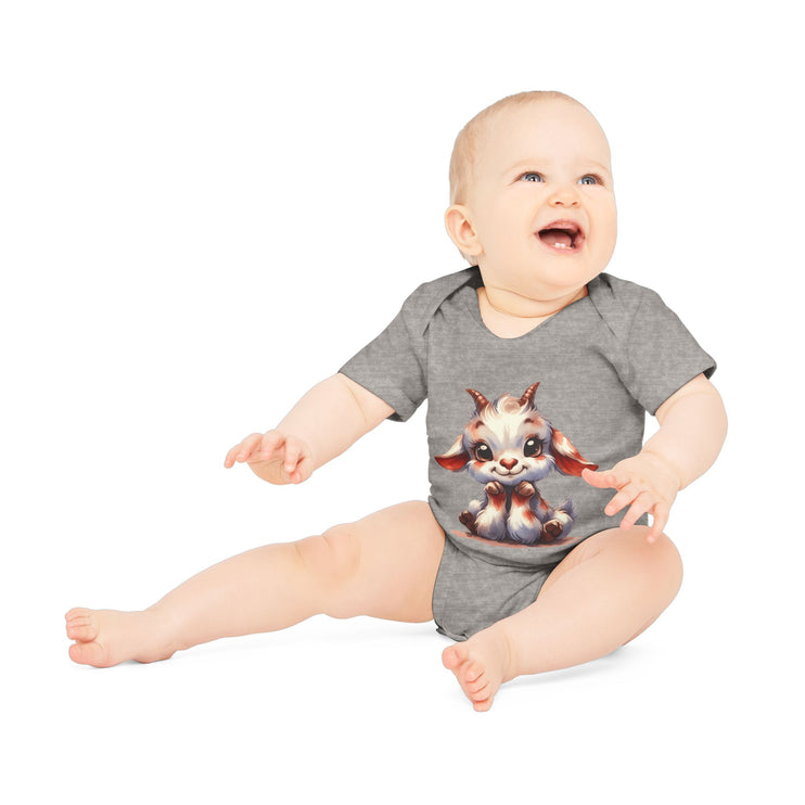 SnuggleNest Organic Baby Bodysuit (Short Sleeves) Goat