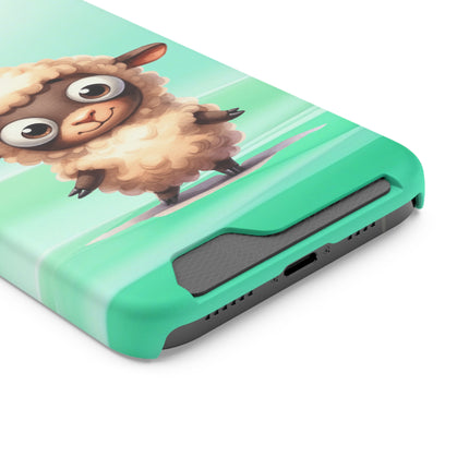 EnchantGuard Phone Case with Card Holder: Style Meets Functionality - Sheep