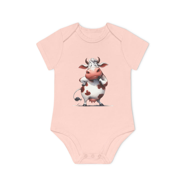 SnuggleNest Organic Baby Bodysuit (Short Sleeves) Cow