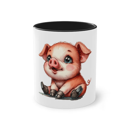 Harmony Two-Tone Coffee Mug: Sip in Style, Revel in Comfort - Pig