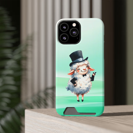 EnchantGuard Phone Case with Card Holder: Style Meets Functionality - Sheep