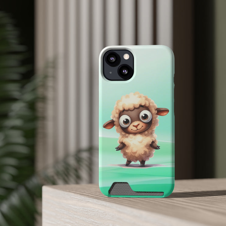 EnchantGuard Phone Case with Card Holder: Style Meets Functionality - Sheep