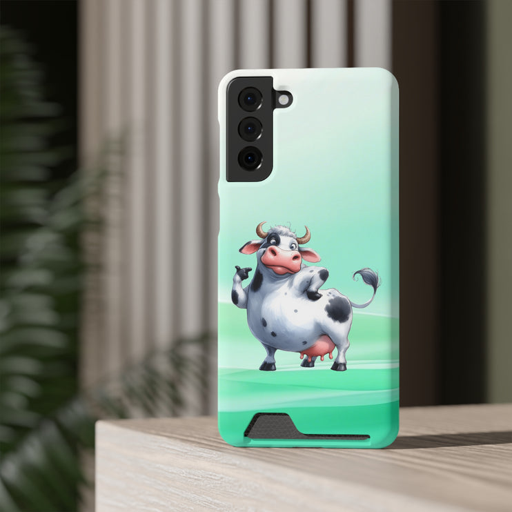 EnchantGuard Phone Case with Card Holder: Style Meets Functionality - Cow