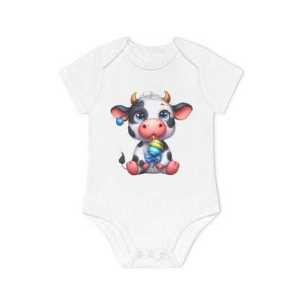 SnuggleNest Organic Baby Bodysuit (Short Sleeves) Cow