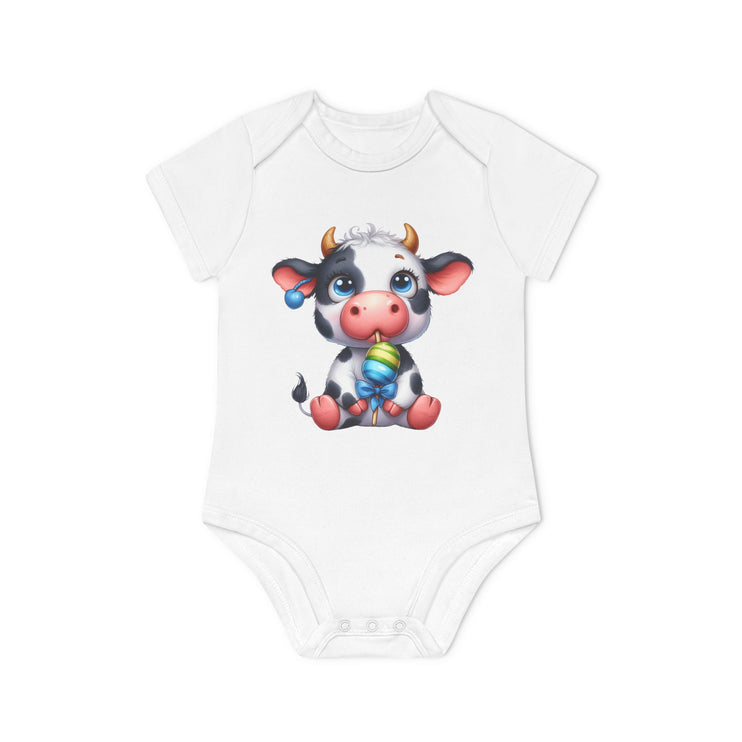 SnuggleNest Organic Baby Bodysuit (Short Sleeves) Cow