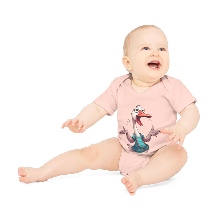 SnuggleNest Organic Baby Bodysuit (Short Sleeves) Goose