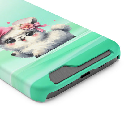 EnchantGuard Phone Case with Card Holder: Style Meets Functionality - Sheep