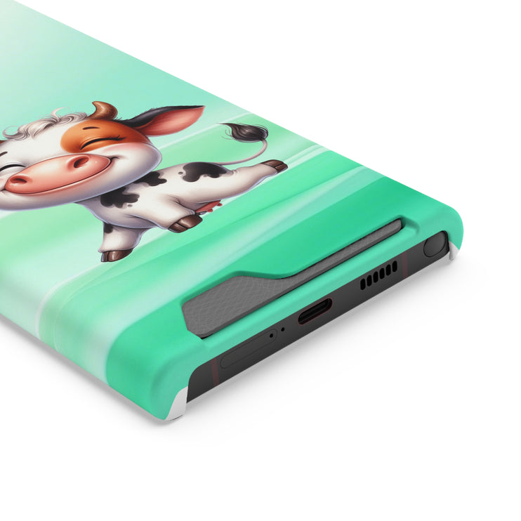 EnchantGuard Phone Case with Card Holder: Style Meets Functionality - Cow